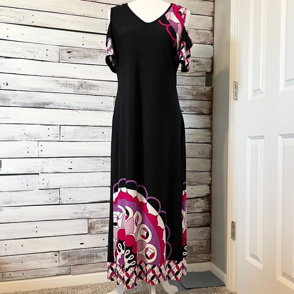 Ashley Stewart Dresses & Skirts - Ashley Stewart Black Short Sleeve Maxi Dress Size 12